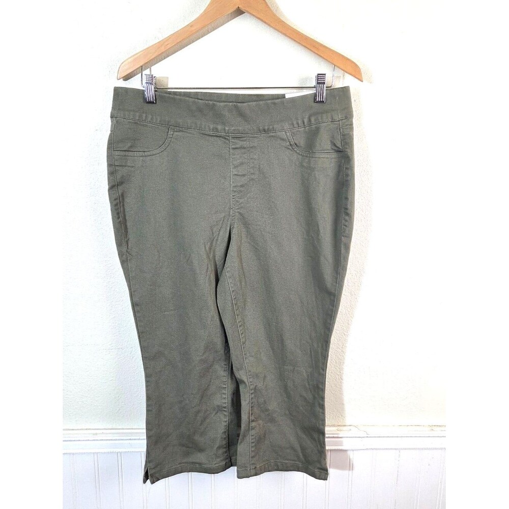 Lane Bryant Pedal High Rise Capri Pants Size 12 Olive Green Stretch Cotton Pull